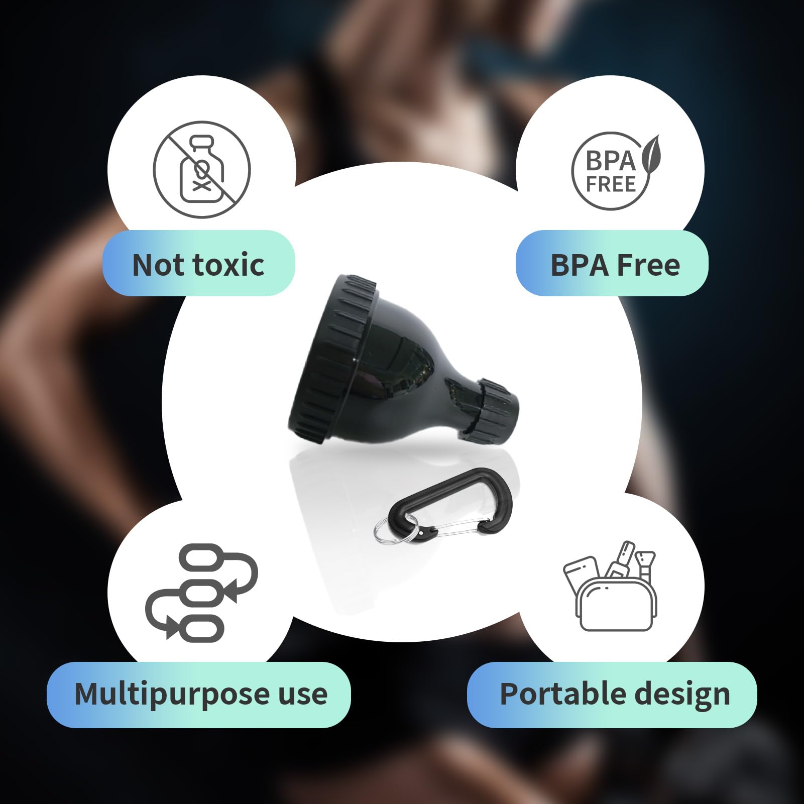 Protein Powder Container To Go Funnel 2 Pack Keychain For Shaker Cup Water Bottle Funnel For Gym Powders. (Funnel With Keychain)