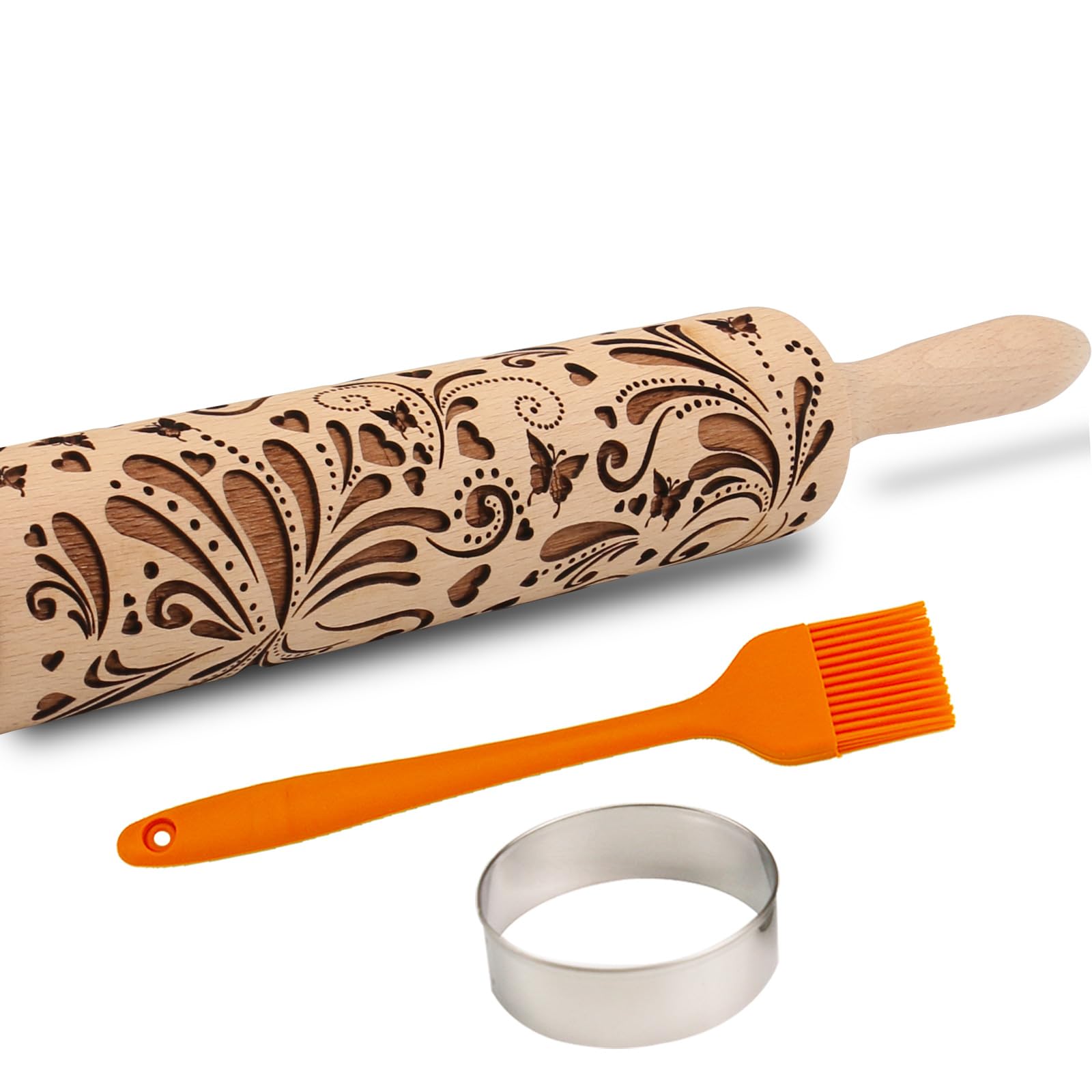 Embossed Rolling Pin For Baking Cookies Embossing Rolling Pins With Design Wooden Engraved Springerle Roller Pin Dough Christmas