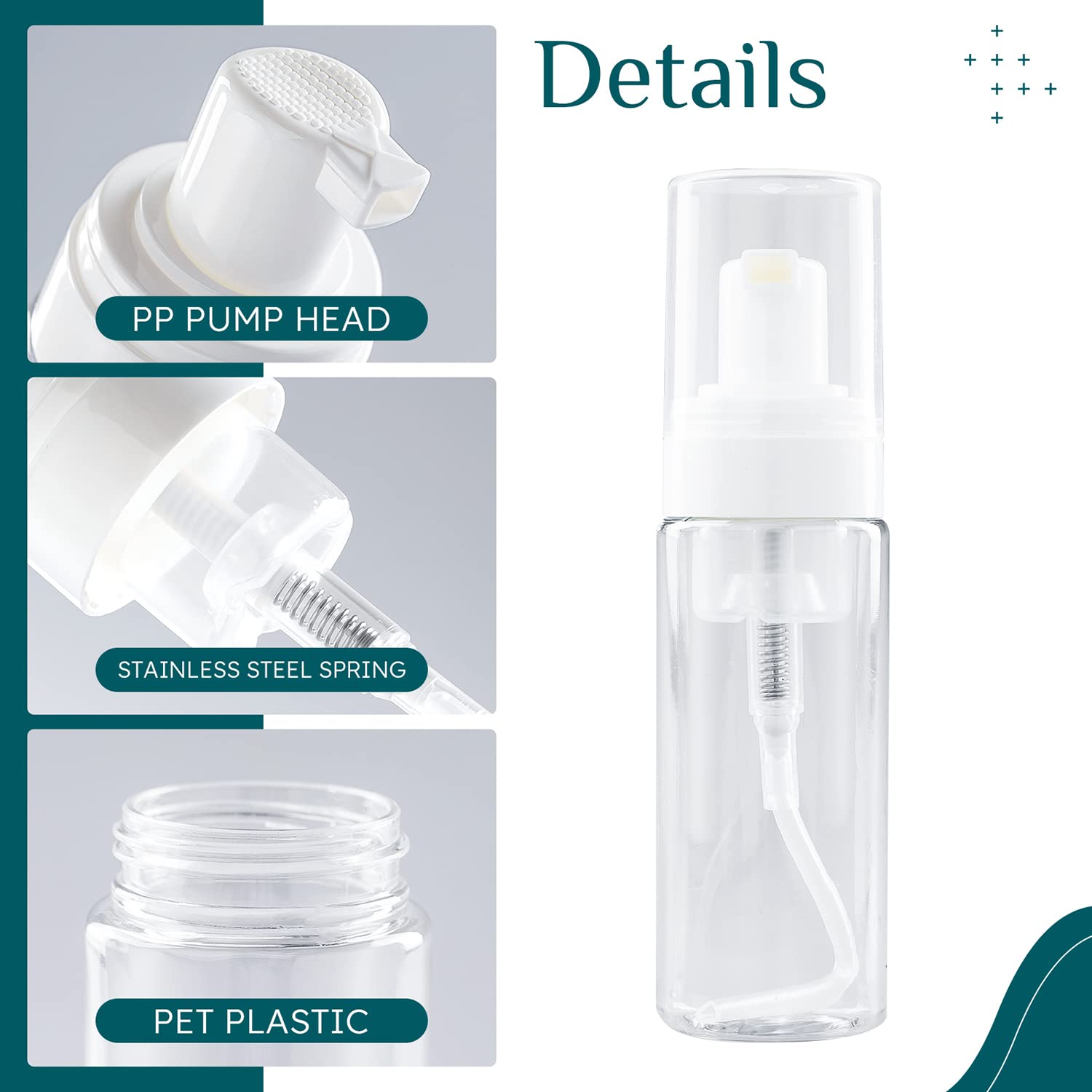 Raynag 2 Pack Foam Pump Bottles Foamer Bottle Mini Travel Size Soap Dispenser Mini Clear Bottles Plastic Pump Bottle, 50 Ml/1.7