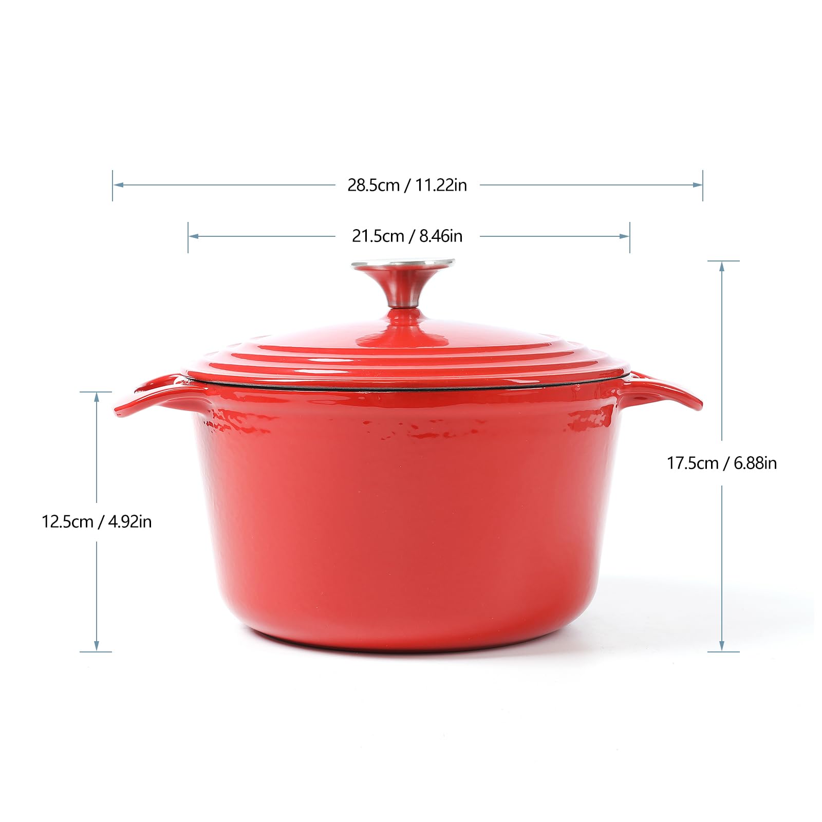 Hawok Enameled Cast Iron Round Dutch Oven Casserole-3.5-Quart/3.3-Liters Red
