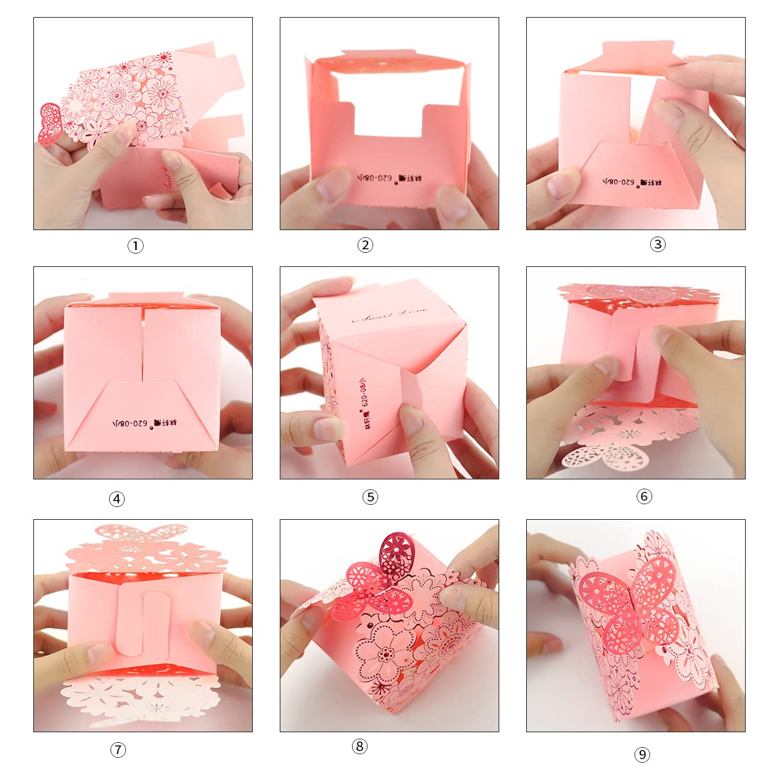 Kslong 50Pcs Flower Butterfly Favor Boxes,Laser Cut Wedding Favor Boxes For Party Decoration,Cute Candy Chocolate Gift Boxes For