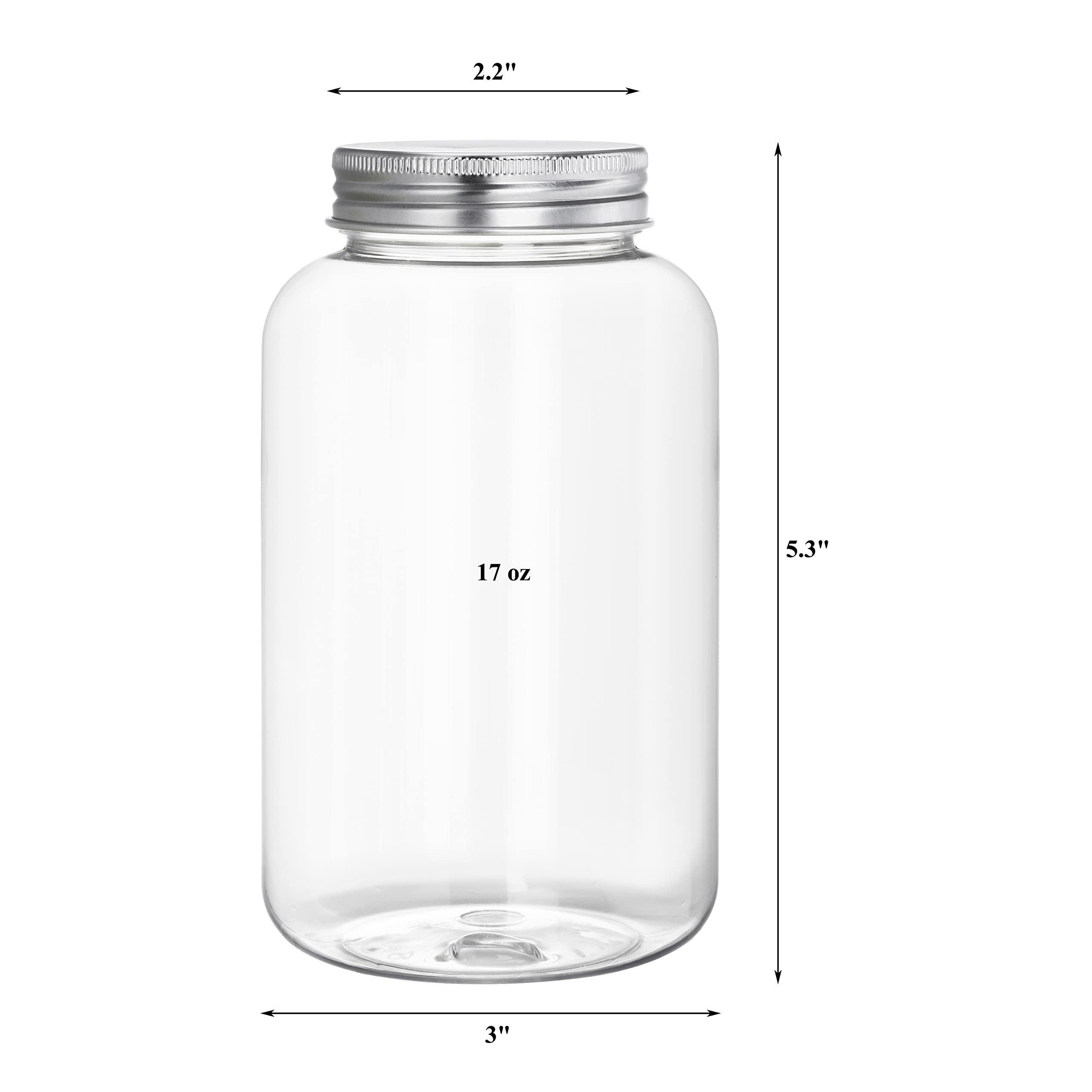 Okllen 20 Pack 17 Oz Disposable Plastic Juice Bottles With Aluminum Caps, Reusable Clear Water Bottles Refillable Beverage Conta