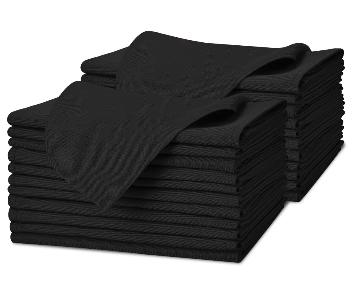Avalon Kitchen Cloth Napkins Pack Of 24 - Black Napkin 17X17 Inches Linen Napkins - 100% Polyester Dinner Napkins Durable, Soft