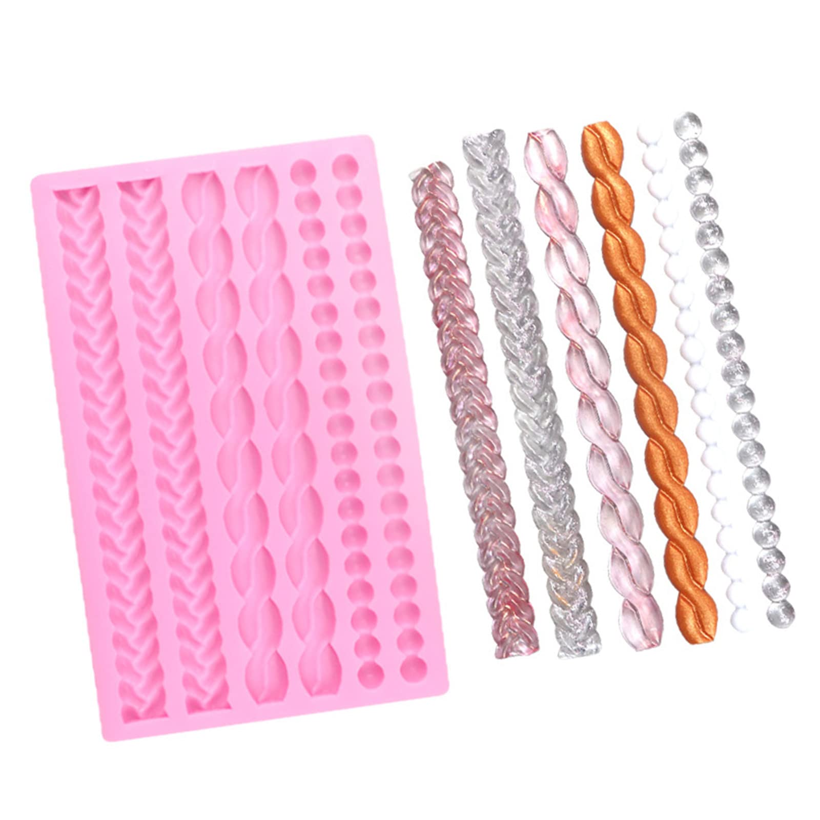 Dd-Life 2-Pack Pie Crust Silicone Molds, Rope Pearl Lace Fondant Mold,Chain Shaped Silicone Fondant Mold For Cake Decorating