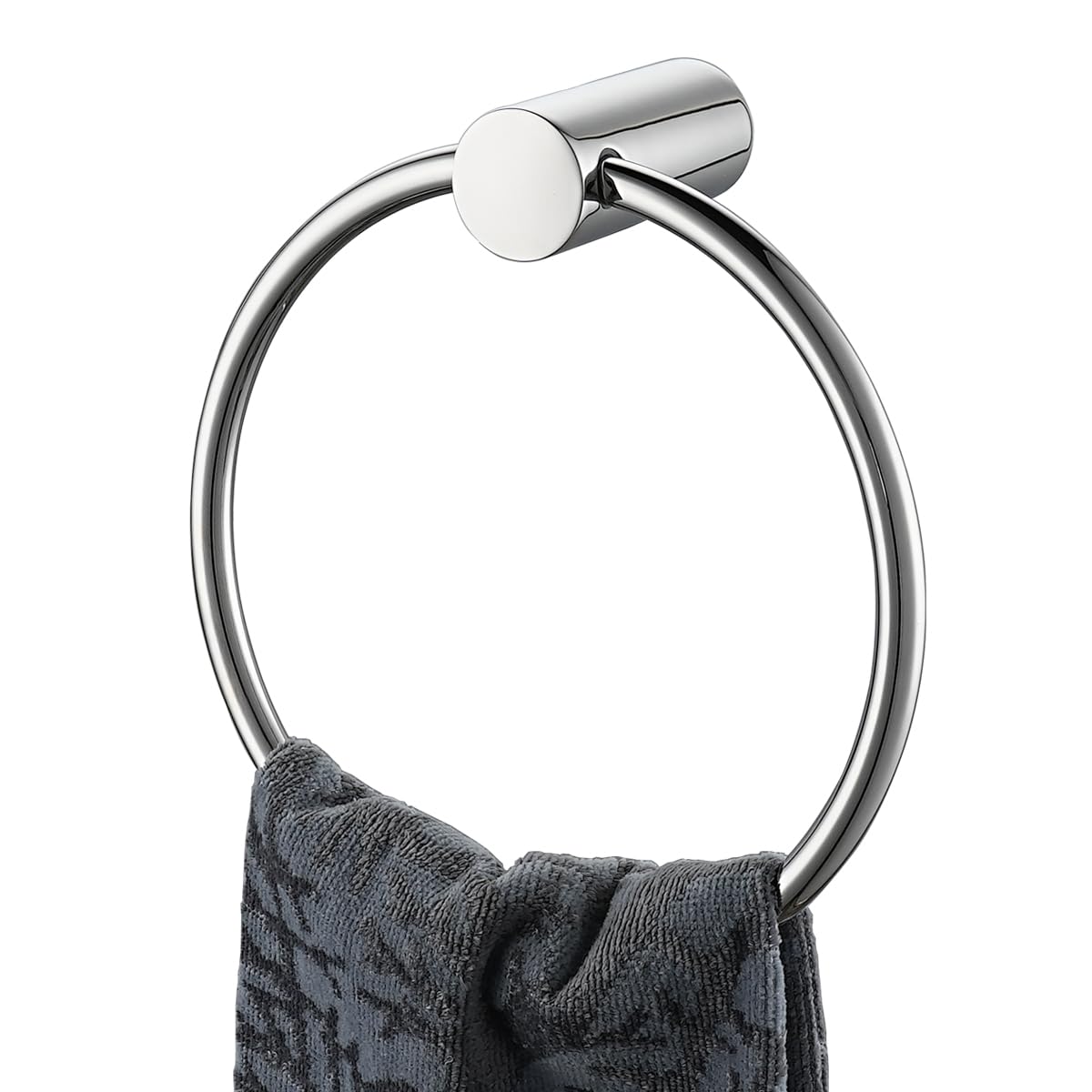 JQK Chrome Towel Ring, 304 Stainless Steel Hand Towel Holder for Bathroom, Polished Finish Wall Mount, TR630-CH