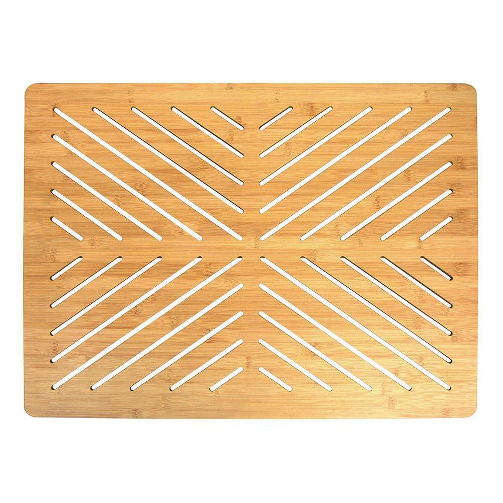 Oceanstar Bamboo Floor Non-Slip Rubber Feet Bath Mat, One Size, Natural, Fm1750Cnc