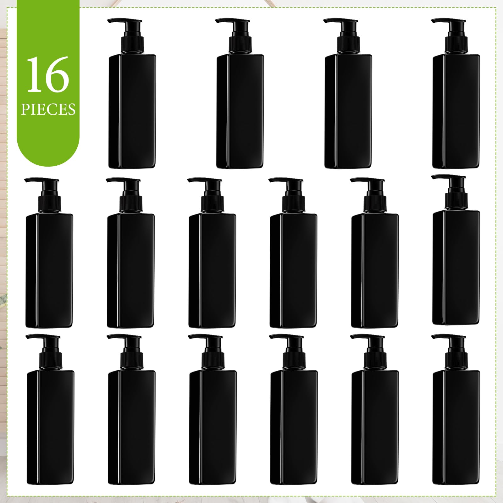 Chunful 16 Pcs Soap Dispensers Plastic Pump Bottles 8.5 oz Refillable Dishwashing Liquid Dispenser with Pump Leakproof Empty Lot