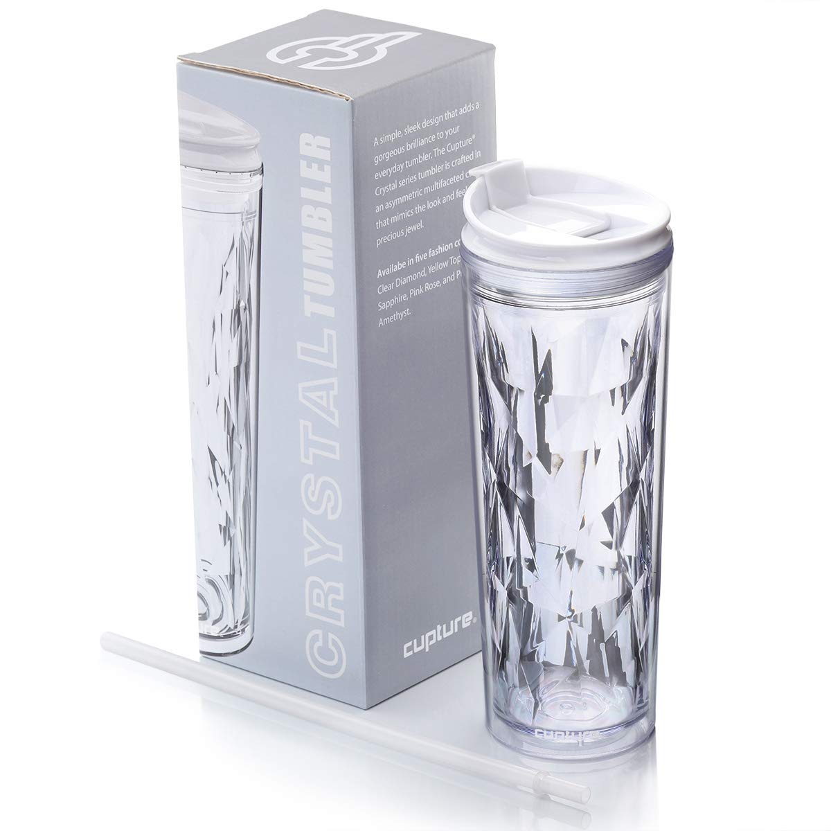 Cupture Crystal Click & Seal Shake Tumbler Cup For Hot Or Cold Drinks - 22 Oz (Clear Diamond)