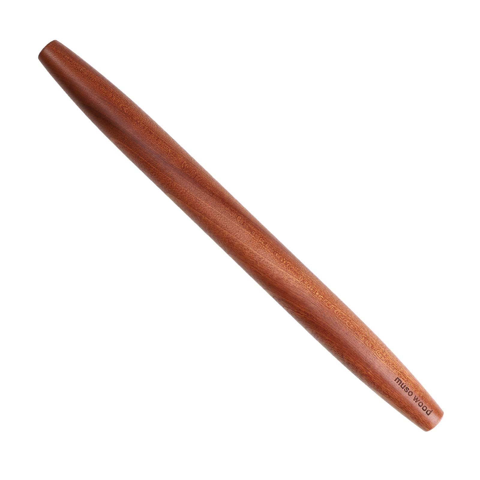 Muso Wood Sapele Wooden French Rolling Pin for Baking, Tapered Roller for Fondant, Pie Crust, Cookie, Pastry (French 17.5inch)