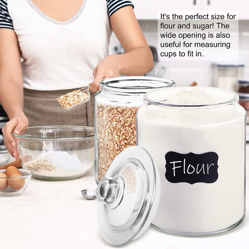 Daitouge 1.5 Gallon Glass Canister Set, 2-Pack Airtight Cookie & Candy Jars, Clear Heavy Duty Storage for Flour, Sugar, Rice, Beans
