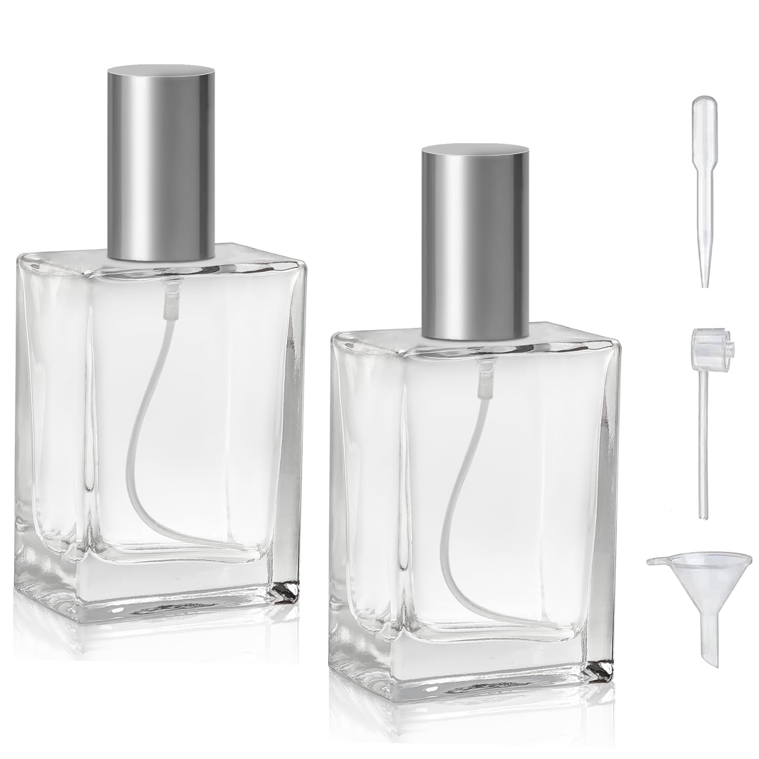 Yerpkefey 50Ml/1.7 Oz Glass Spray Bottle Perfume Atomizer,Travel Refillable Perfume Bottles Empty Classic Spray Bottle 2Pack (Si