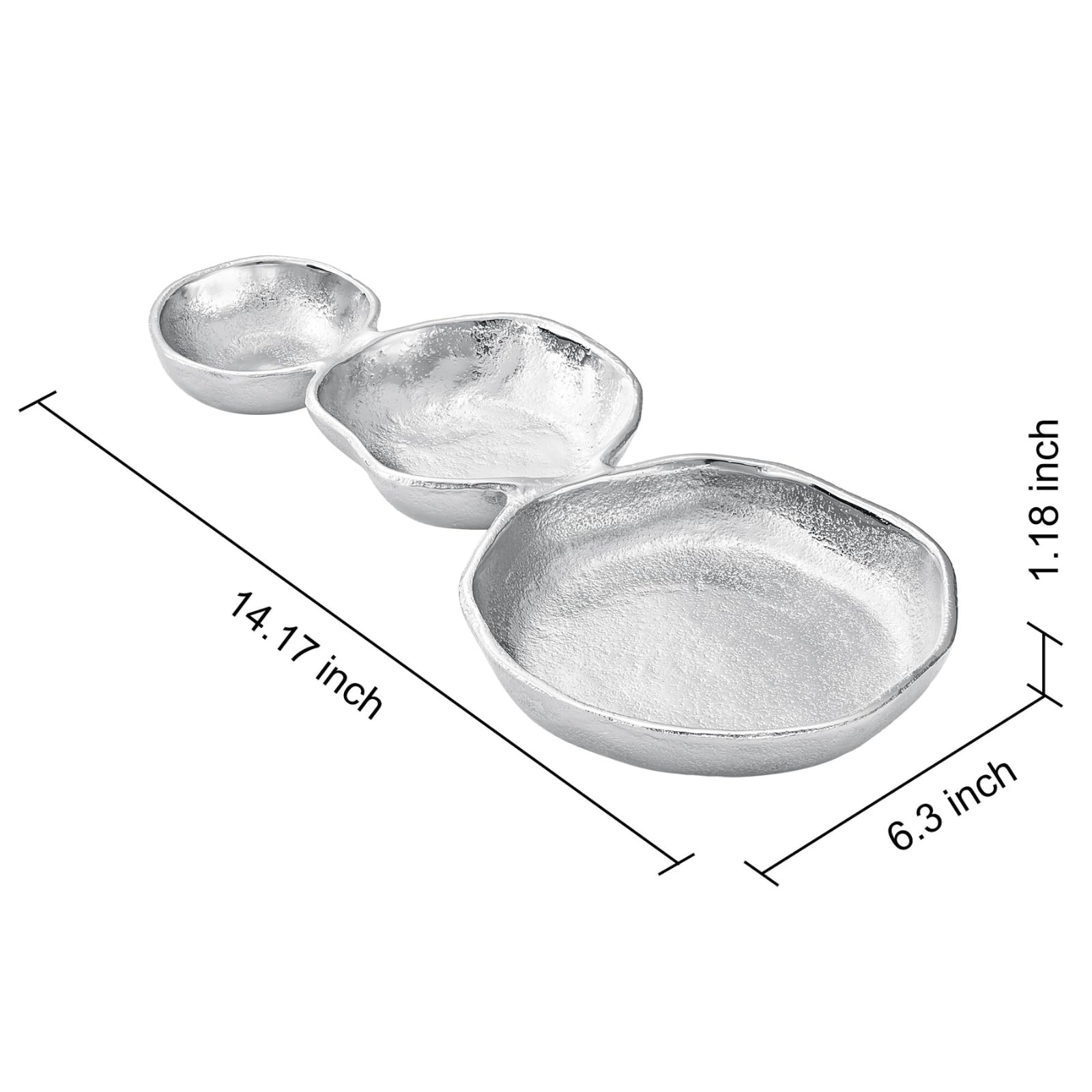 3 Cluster Decorative Bowls Bright Silver Snack Tray Bowl Chip