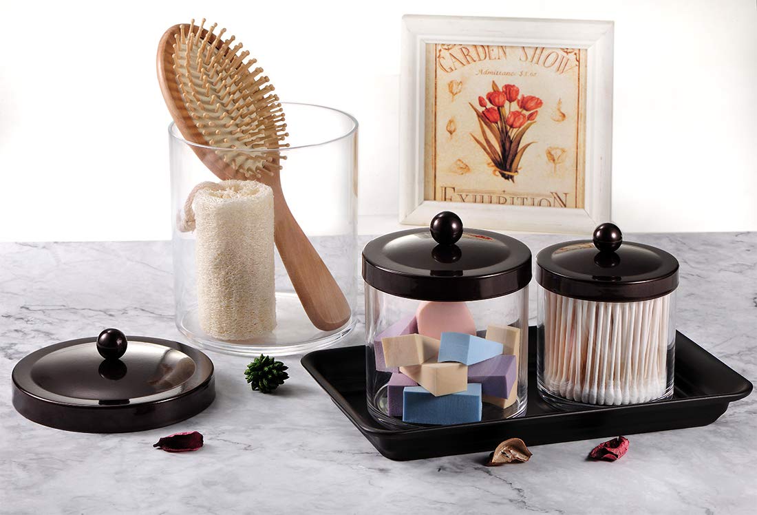 Sheechung Premium Quality Apothecary Jars - Clear Plastic Storage Jars With Rust Proof Stainless Steel Lids - Bathroom Vanity Co