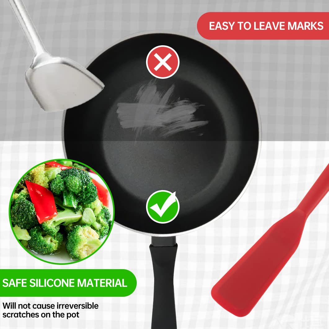 2 Pack Silicone Thin Spatula,Omelet Spatula Turner,Heat Resistant Cooking Spatula, Long Crepe Spatulas For Nonstick Cookware,Pan