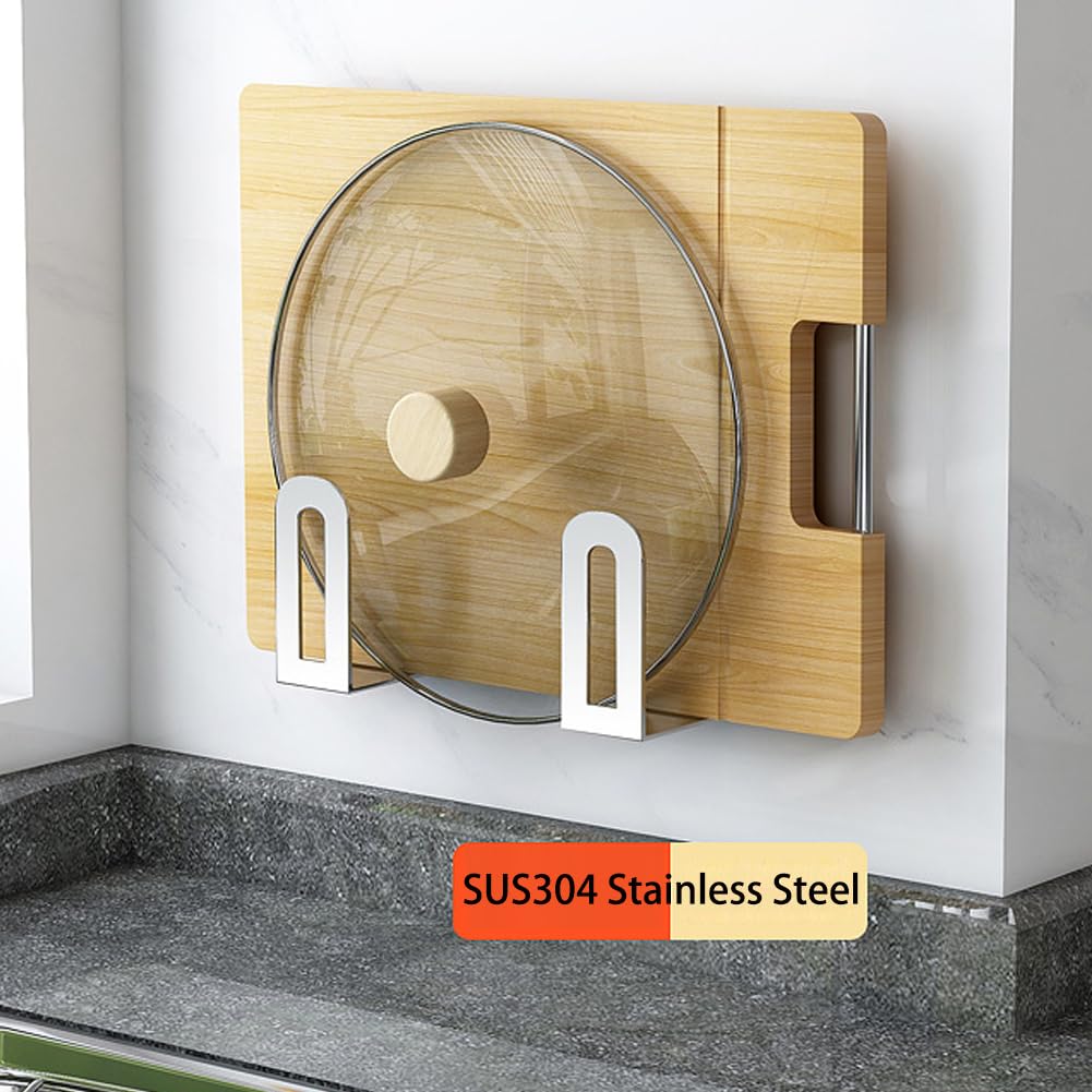 Self Adhesive Stainless Steel Pan Cover Racks ,Pantry Organization Rack, Cutting Board Storage , Pot Lid Holder