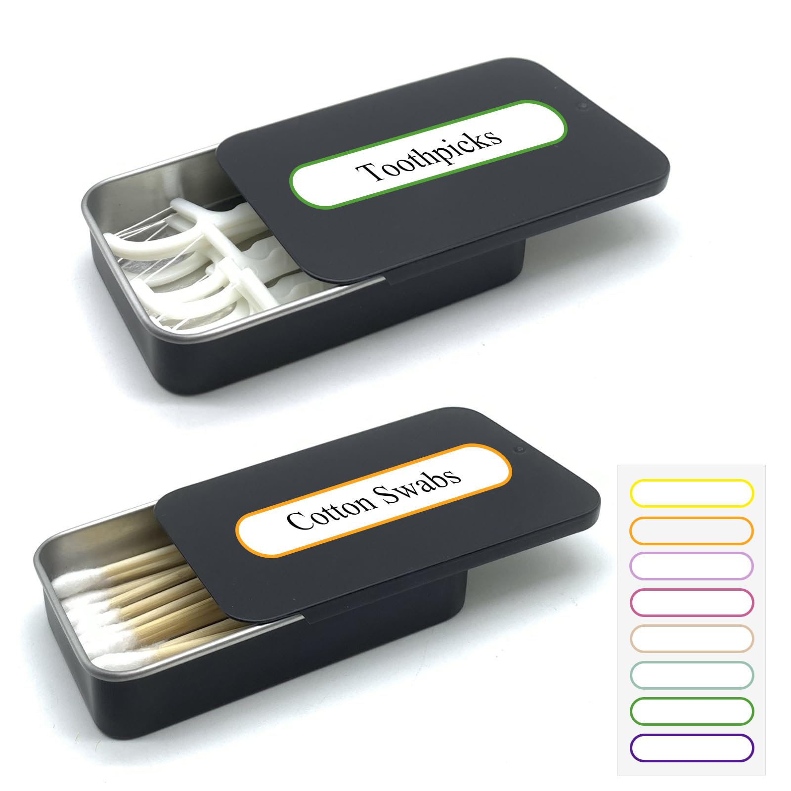 Swirlcolor Cotton Swab Holder For Travel, 2 Pcs Portable Small Cotton Bud Holder Empty Metal Box Containers With Slide Top For C