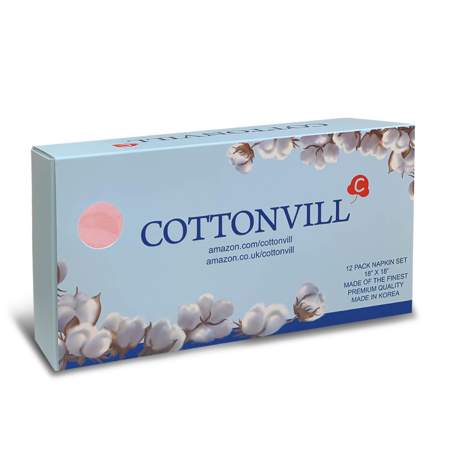 Cottonvill 100% Cotton Cloth Napkins Highly Absorbent Fabric (18X18 Inch 12 Pack, 21-Cameo Pink)