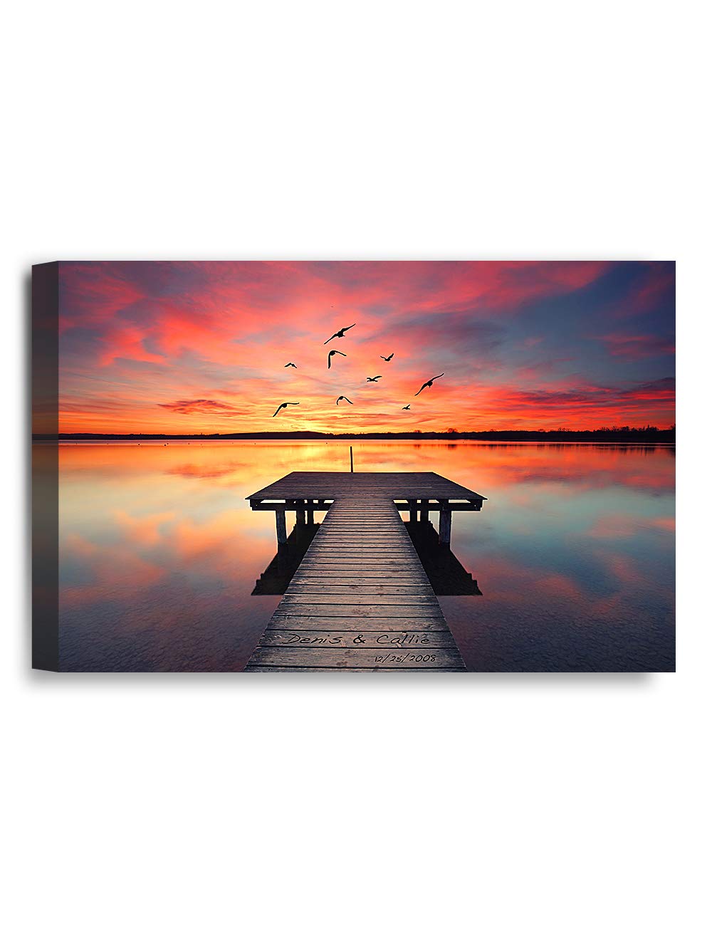 Ipic - Our Own Sunset Personalized Artwork With Names, Customized Gift For Anniversary, Giclee Canvas Wallart. 18X12