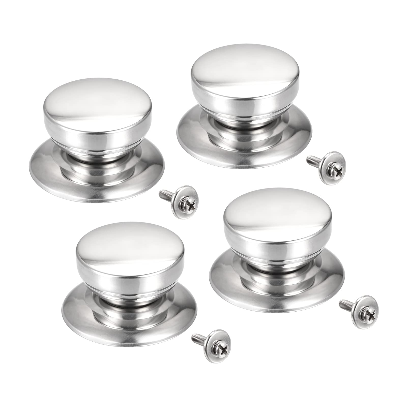 MECCANIXITY Universal Pot Lid Knob, Stainless Steel Replacement Knob 51x28mm for Glass,Stainless Steel Pan Cover Lid, Pack of 4