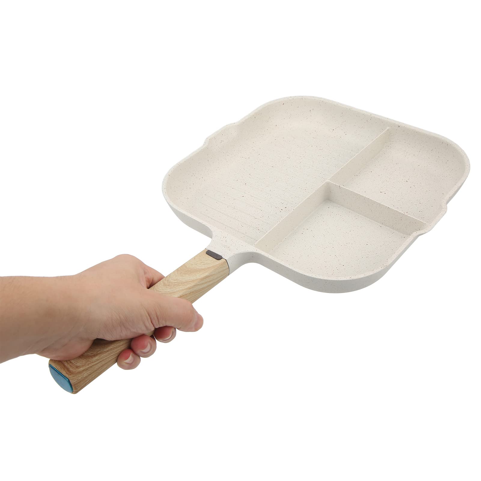 Zerodis 3 In 1 Frying Pan, Aluminum Alloy Partitioned Non Stick 3 Section Divided Breakfast Pan Grill Pan Partitioned Multifunct