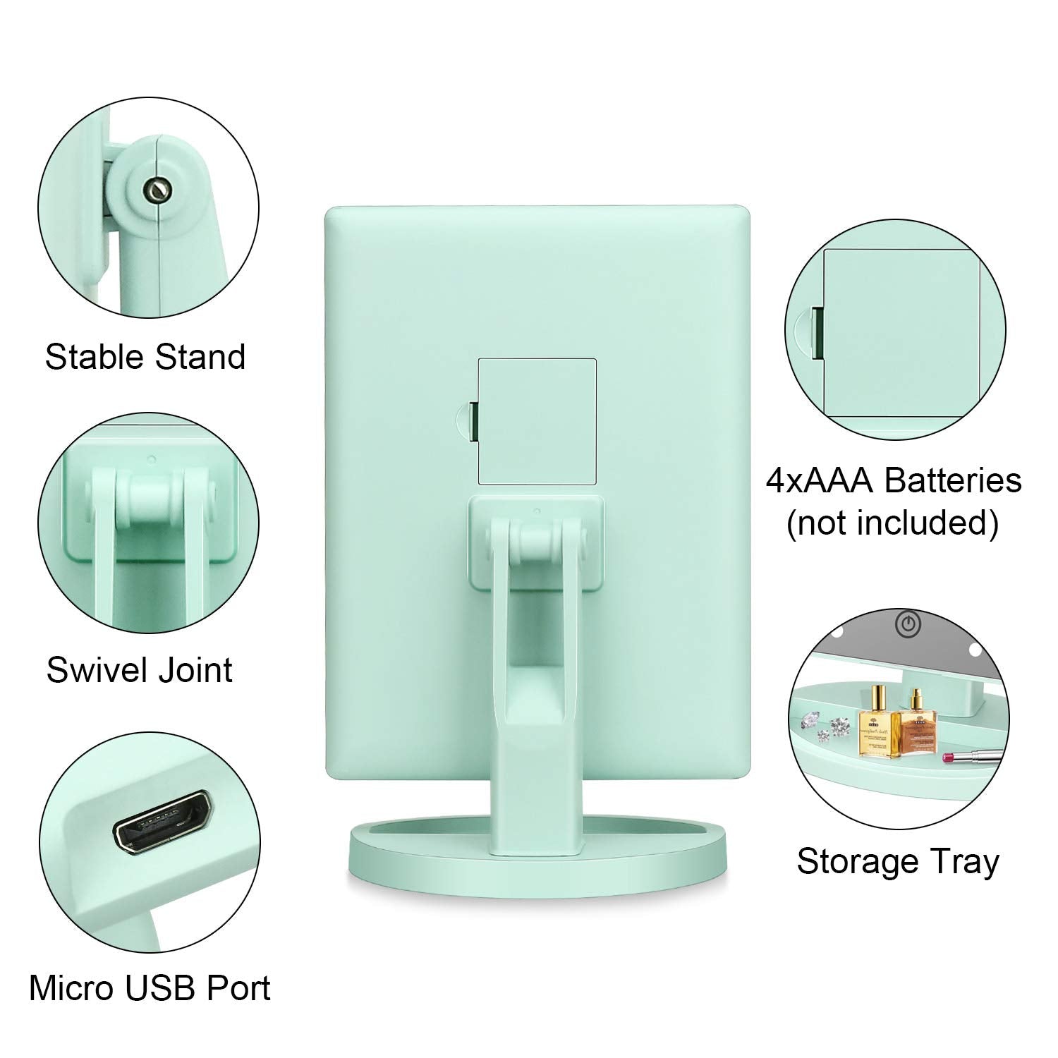 Deweisn Tri-Fold Lighted Vanity Mirror With 21 Led Lights, Touch Screen And 3X/2X/1X Magnification, Two Power Supply Mode Make U