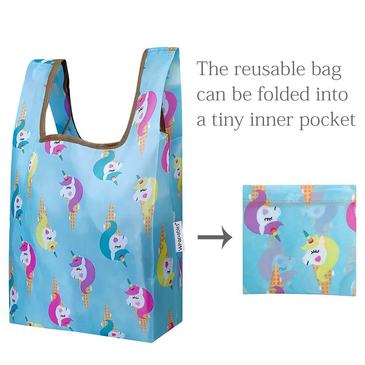Wrapables Jolibag Collection Reusable Shopping Bag (Set Of 2), Unicorn Treats