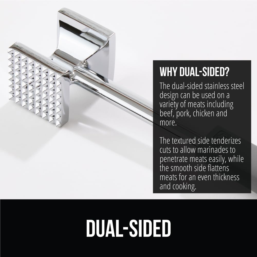 Gorilla Grip Heavy Duty Meat Tenderizer, Dual-Sided Steak Pounder, Tenderize And Flatten Beef And Poultry, Kitchen Mallet Maximi