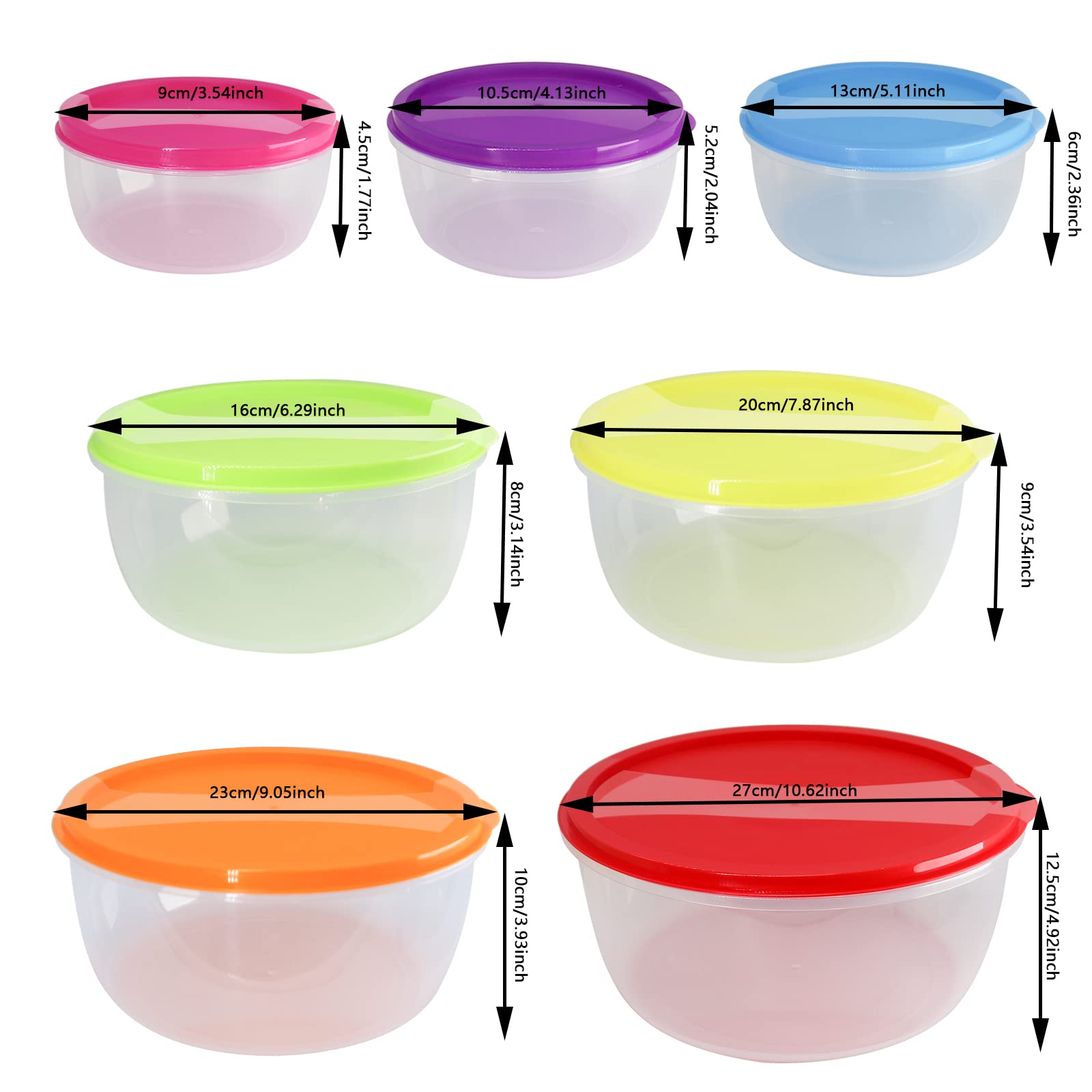 Atrdto Plastic Multicolor Salad Bowl Set,Microwave And Dishwasher Safe,Ideal For Baking, Prepping, Cooking And Serving Food (Set
