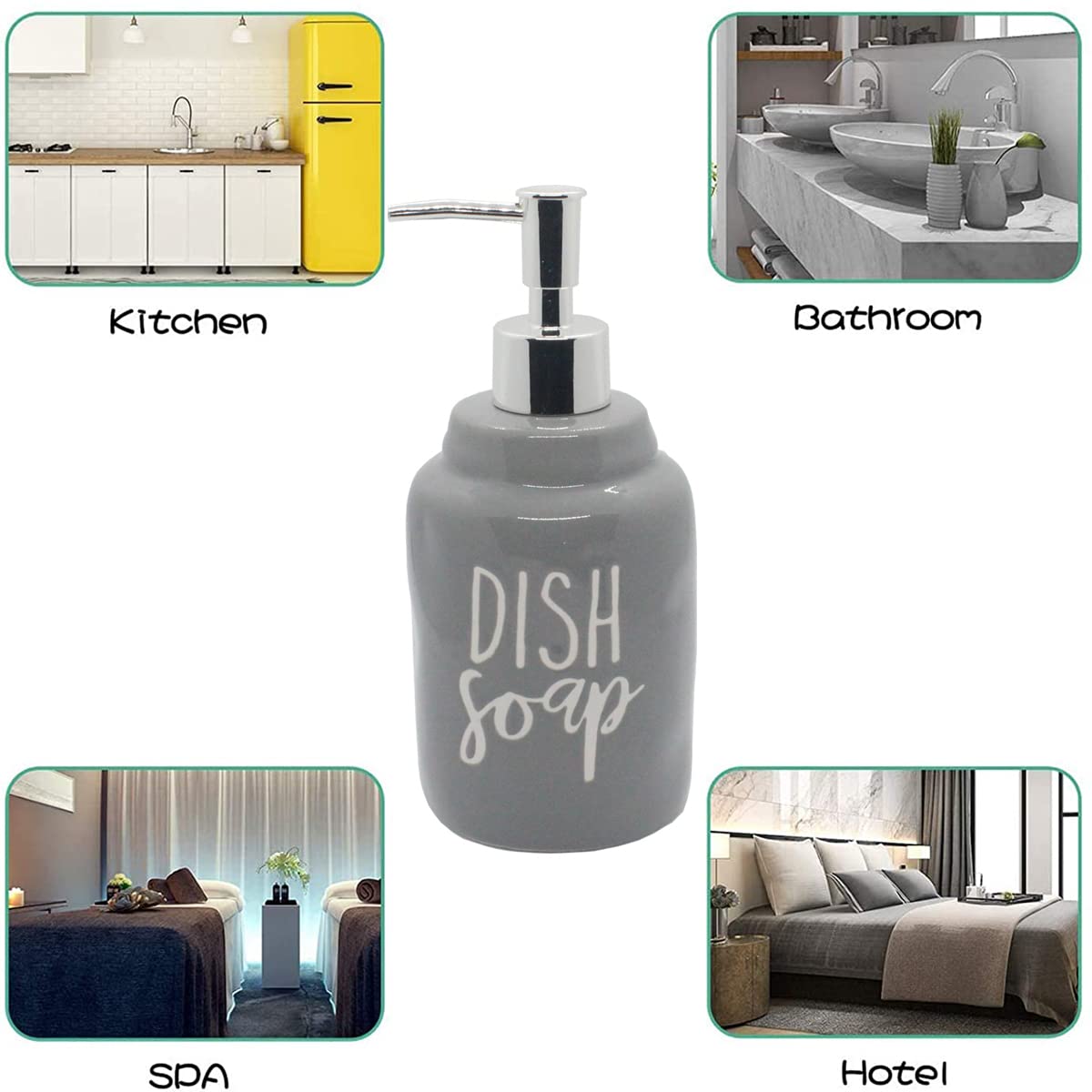 2 Pack Ceramics Hand Soap And Dish Soap Dispenser Set For Kitchen And Bathroom, Refillable Liquid Hand Soap Dispenser, Premium K