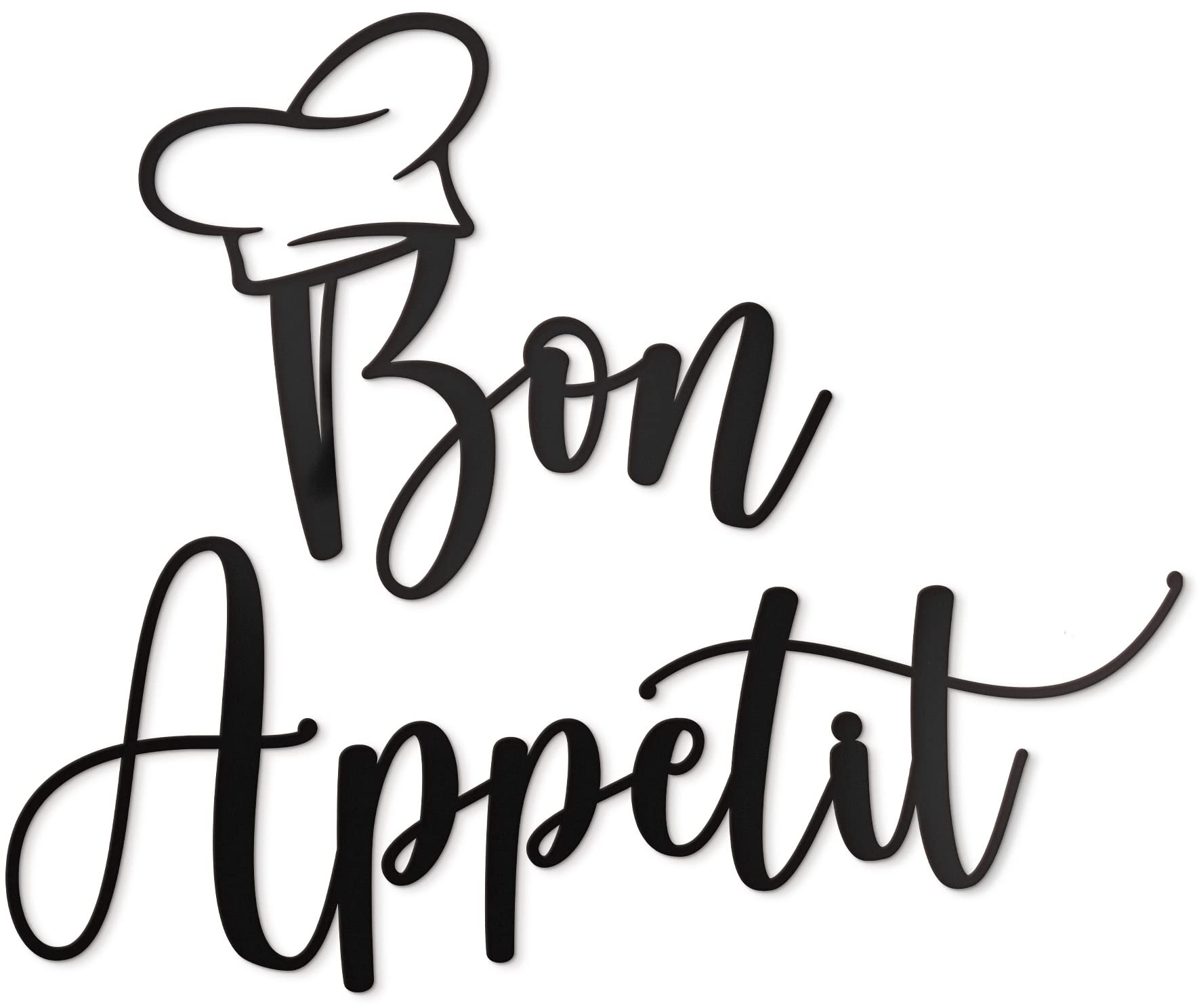 Vivegate Bon Appetit Metal Wall Decor - 17X14 Black Modern Cute Bon Appetit with hat Metal Wall Art For Hanging kitchen signs wa