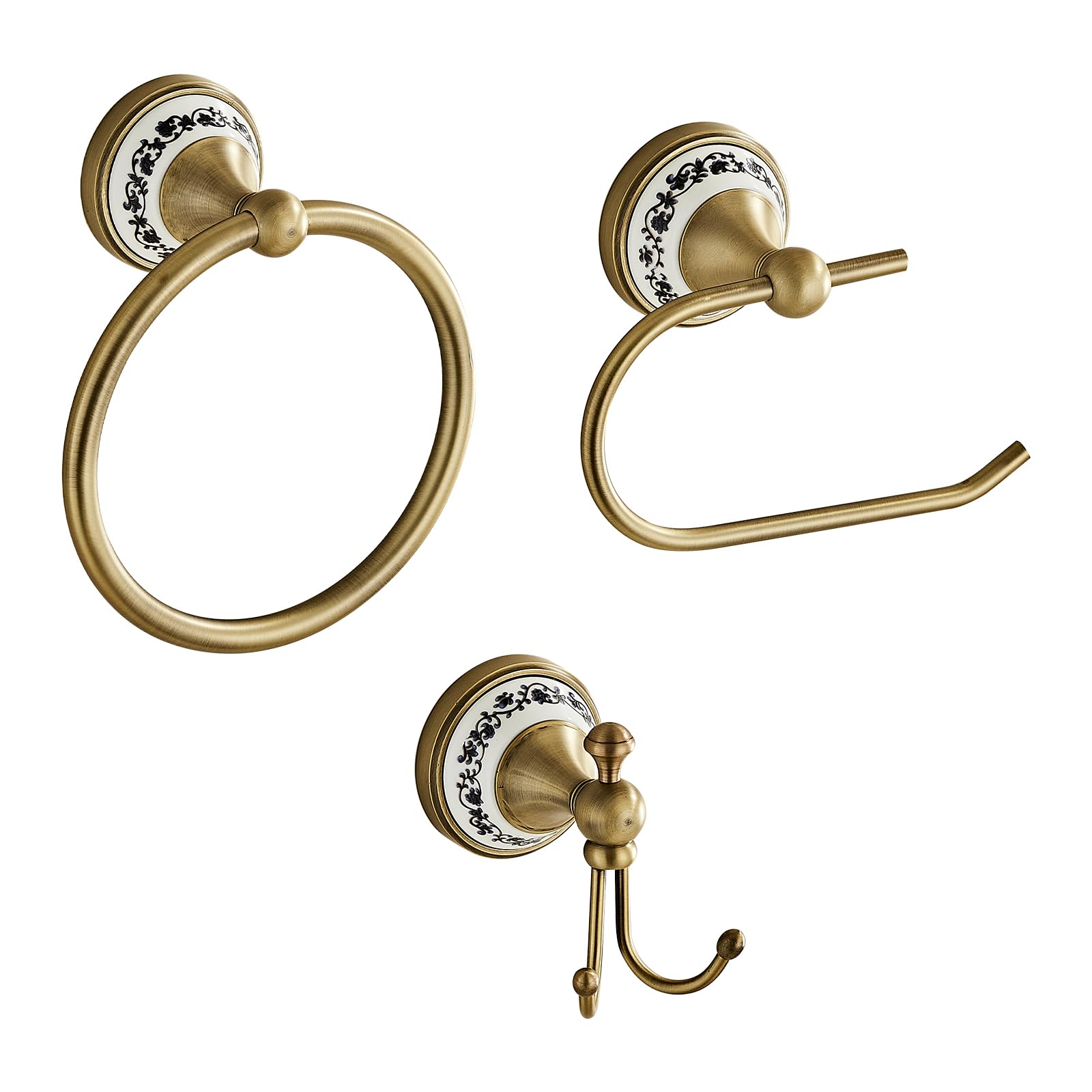 Antique Towel Ring Clothes Hook Tissue Holder Three Piece Set, Bathroom Kitchen Antique Three Piece Set,Wall Mounted Bathroom an