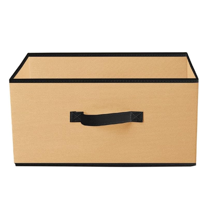 M Teaser Modern NonWoven Foldable Drawer Storage Organiser Box With Side Handle For Clothes, Toys, And Accessories, Beige, 40X2