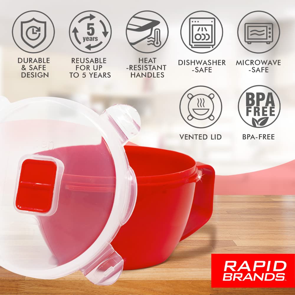 Rapid Plastic Noodle/Soup Bowl | Microwave Soup & Noodles in Minutes | Perfect for Dorm, Small Kitchen, or Office | Dishwasher-S