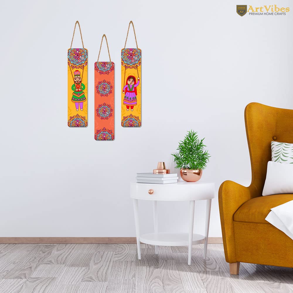 Artvibes Dancing Puppets Designer Wooden Wall Hanging Decoration Items for Home | Gifts | Bedroom | Wooden Wall Hanger | Mdf Wal