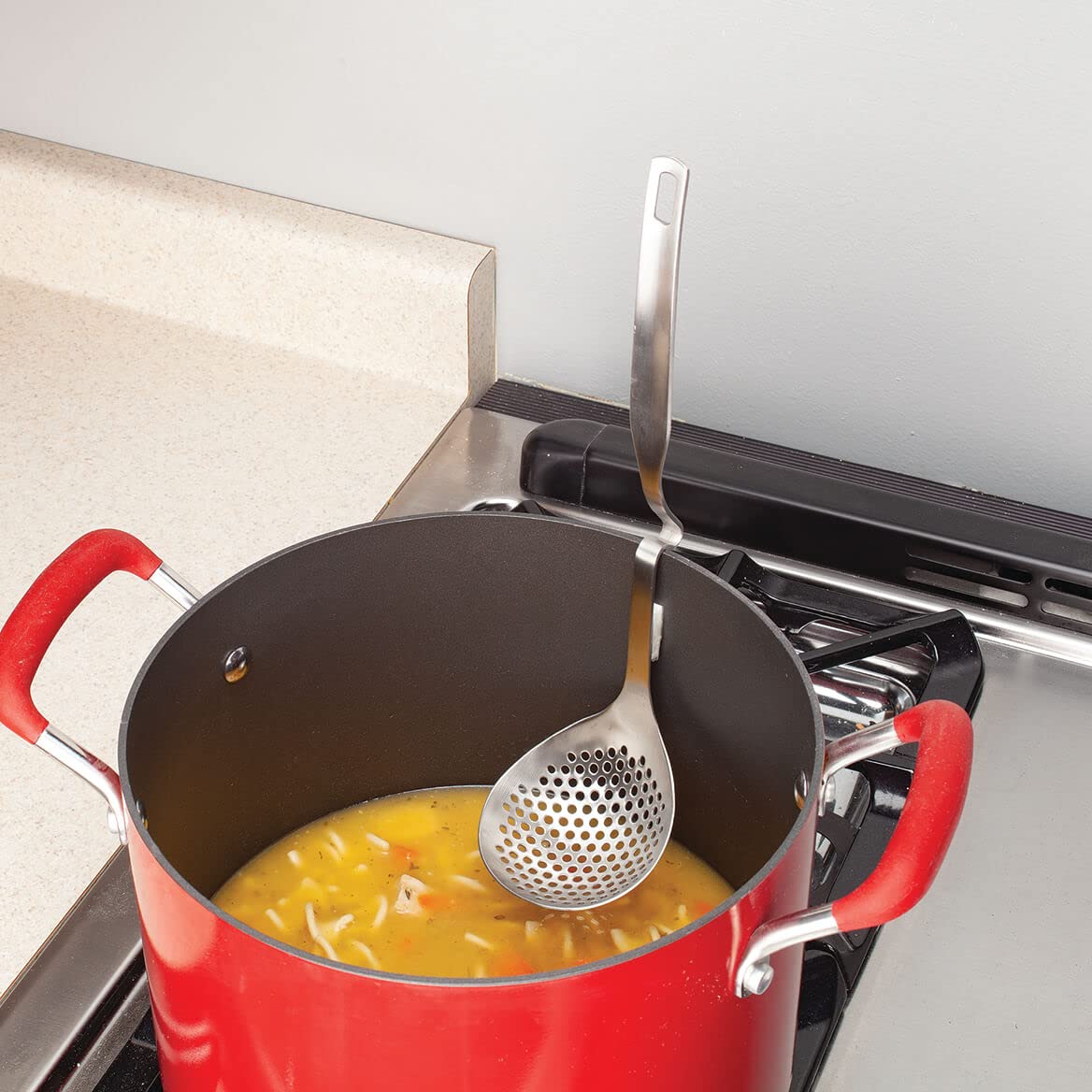 Stainless Steel Ladle with Rim Rest - Ladles Slotted