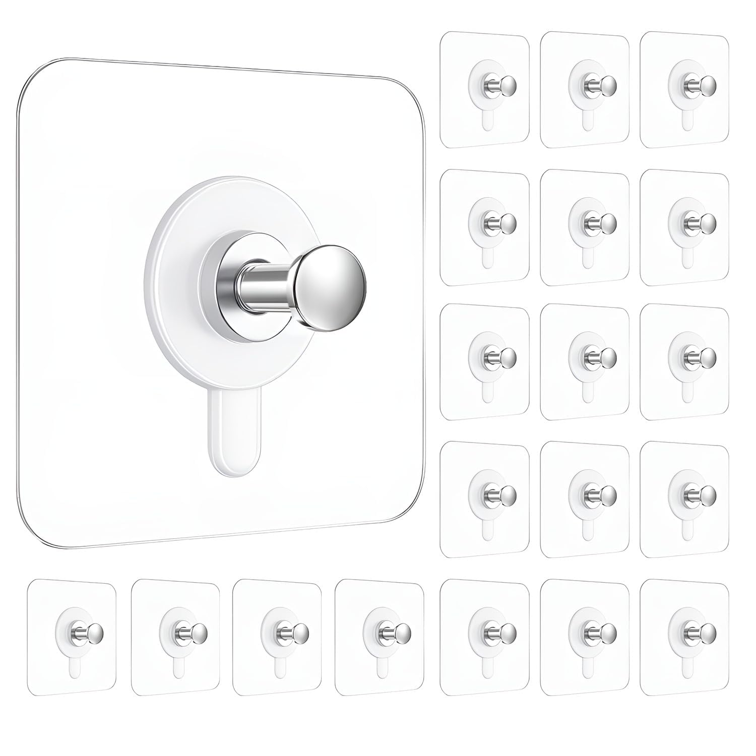 Plenzo Self Adhesive Wall Hooks | Heavy Duty NailFree | For Frames | Clocks And Keys | No Drilling | Transparent | Reusable Sti