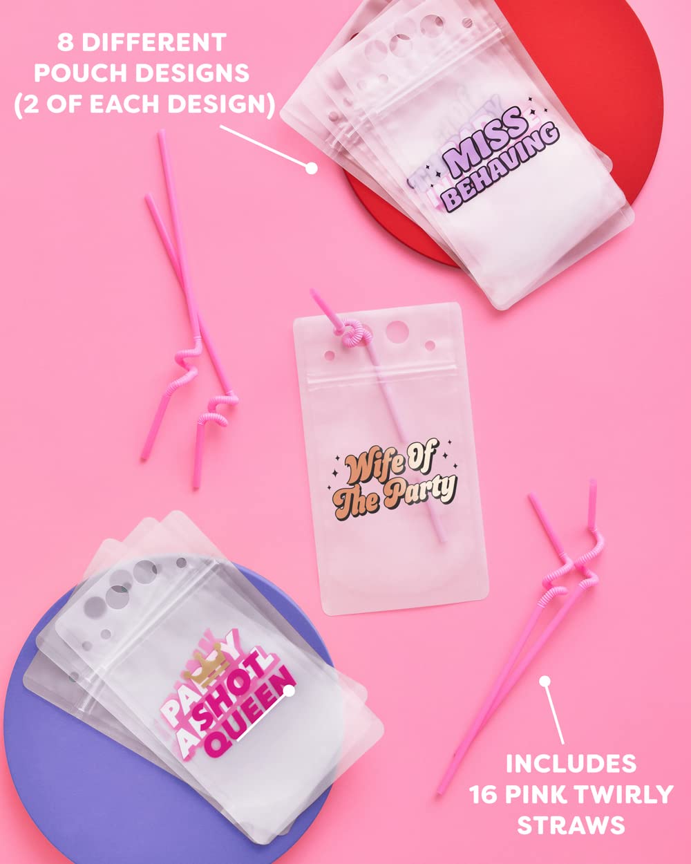 Xo, Fetti Bachelorette Party Drink Pouches - 16 Count | Bachelorette Party Cups, Bridesmaid Names Decorations, Maid Of Dishonor