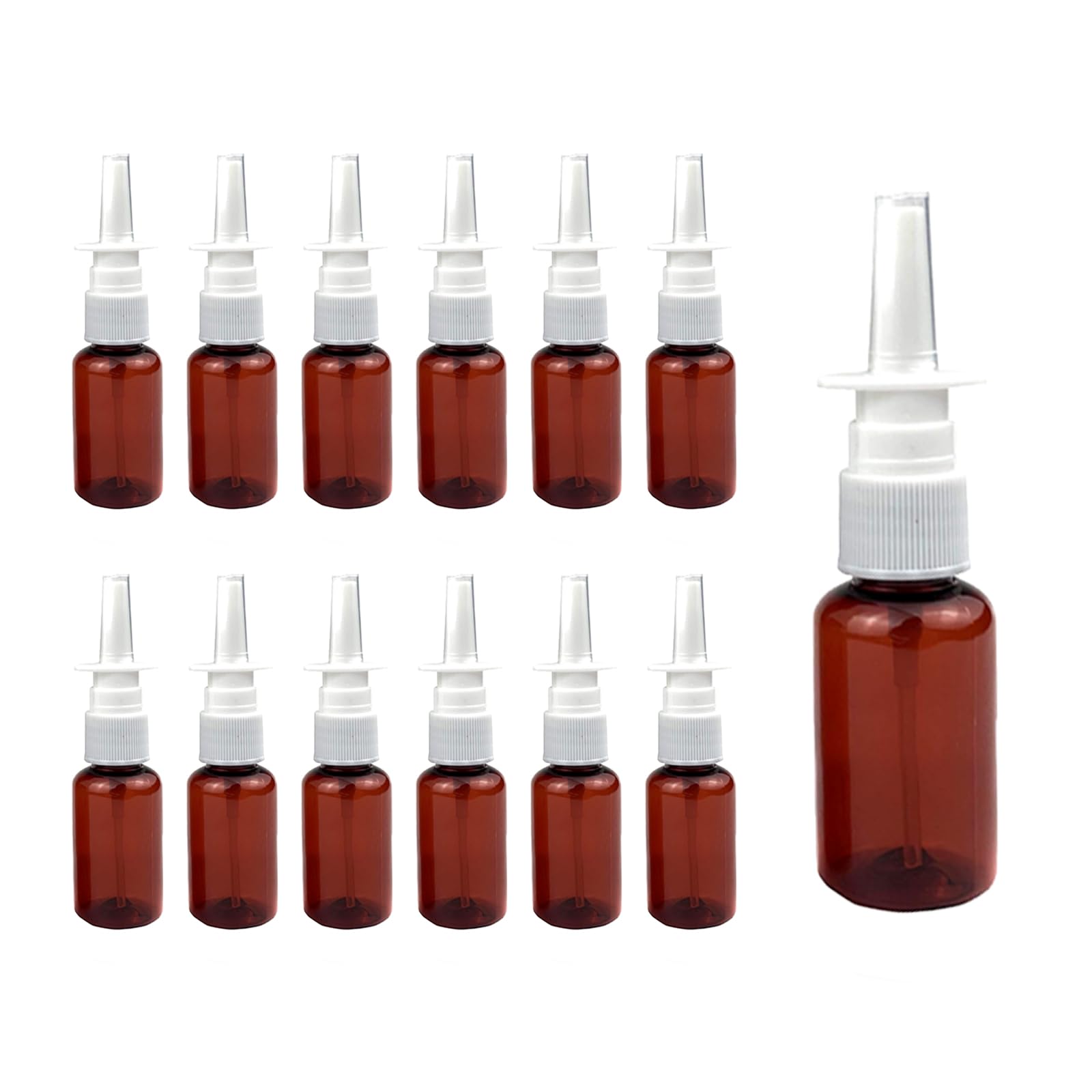 12PCS Amber Plastic Empty Refillable Nasal Spray Bottles Fine Mist Sprayers Atomizers Makeup Water Container For Perfumes Essent