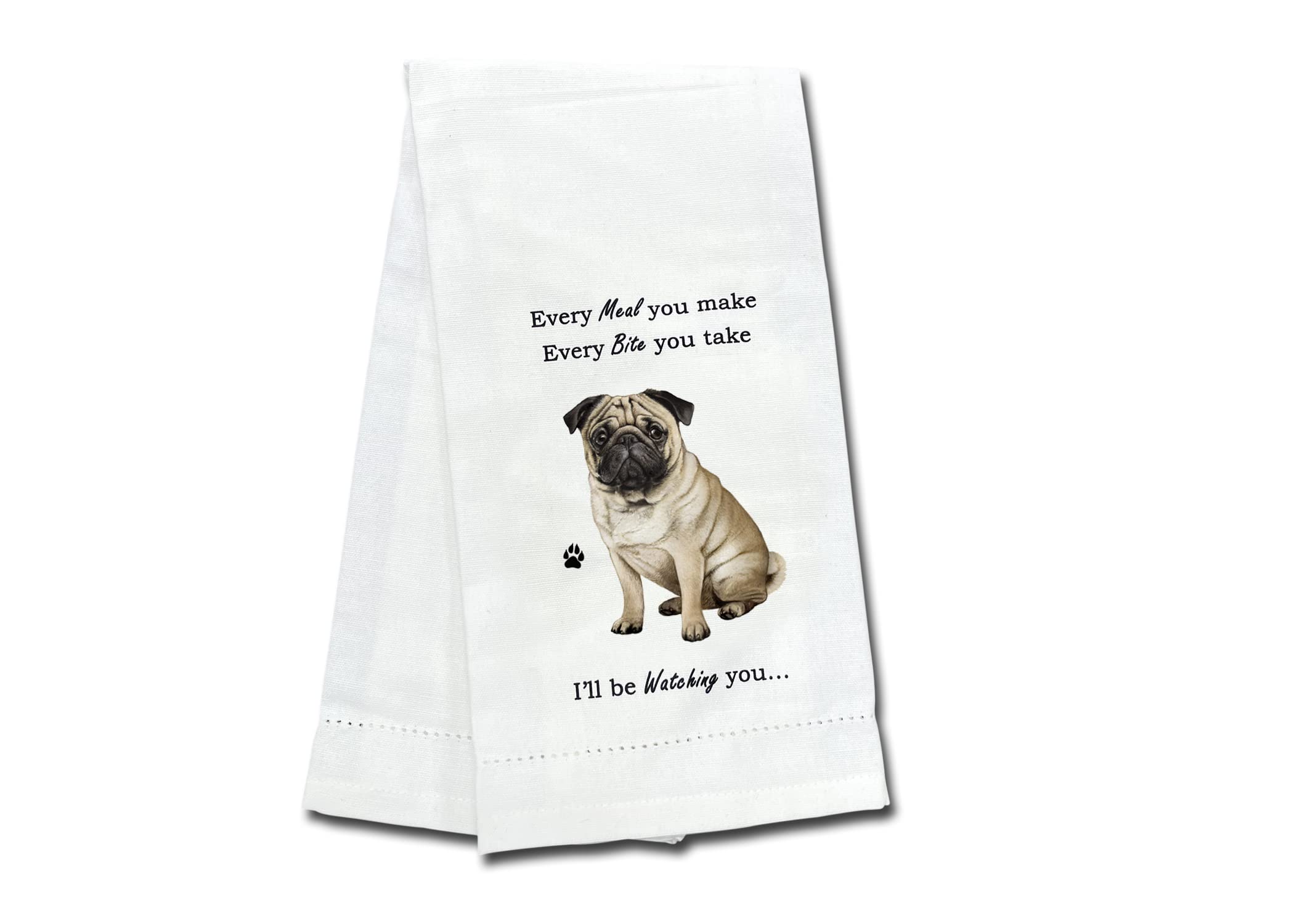 E&S Imports Pug Kitchen Towel - Soft Highly Absorbent - Pug Gifts - Dish Towels For Washing Dishes - Tea Towels - Reusable - Qui