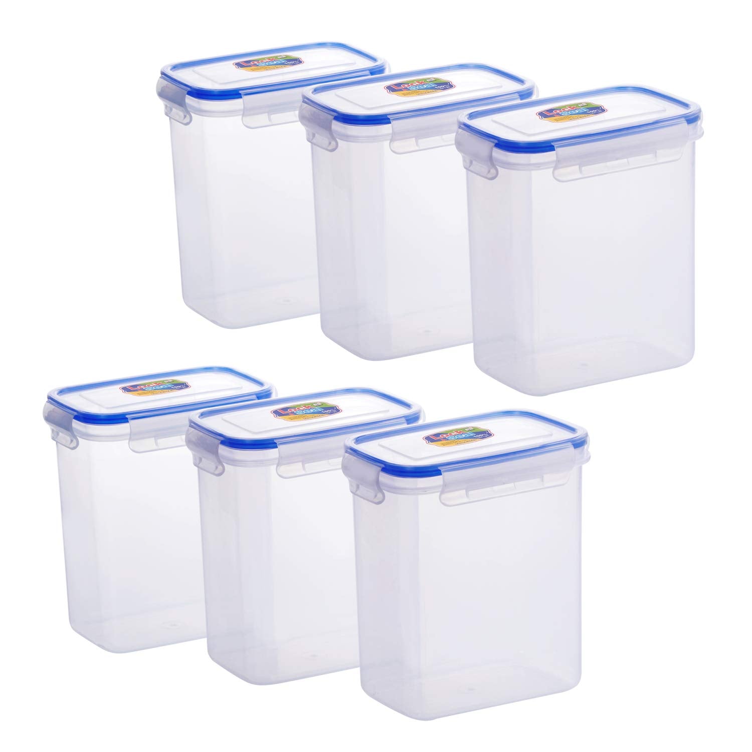 Ski Lock & Seal 2100 Ml Airtight Kitchen Storage Container  6 Pcs Set (Size : 15.5 X 10.5 X 21.5 Cm) Transparent