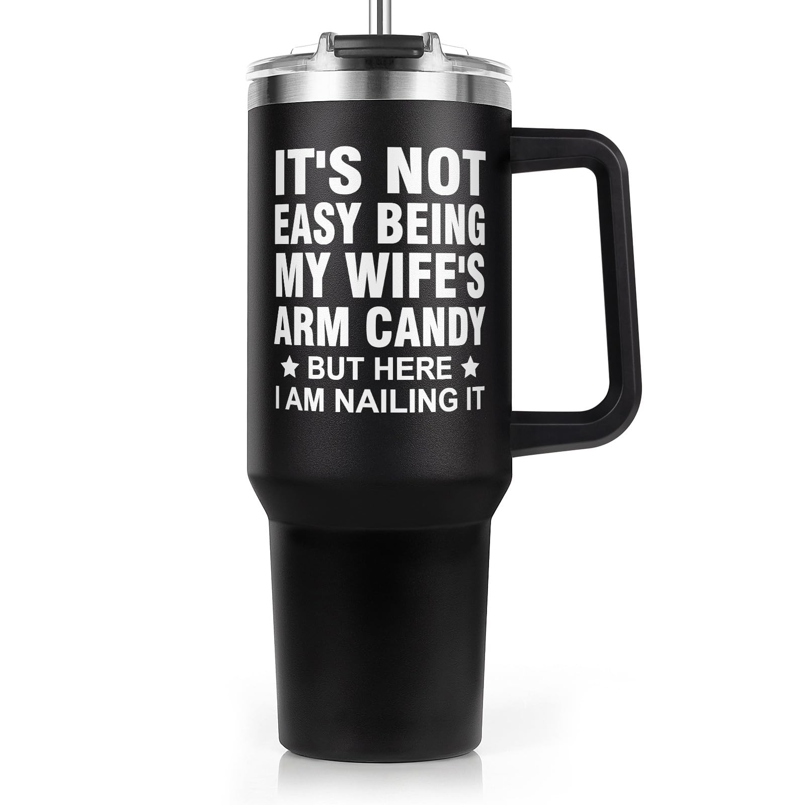 Shqiueos Funny Birthday Gift for Husband 40oz Tumbler with Handle Straw Lid