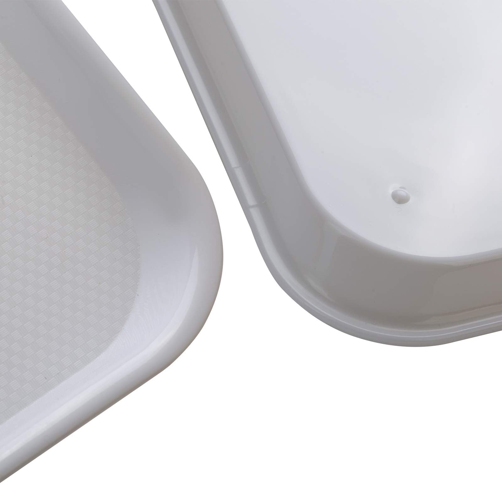 Eslite Rectangular Plastic Serving Trays Fast Food Serving Cafeteria Trays 17''X13'' Set of 6(White)