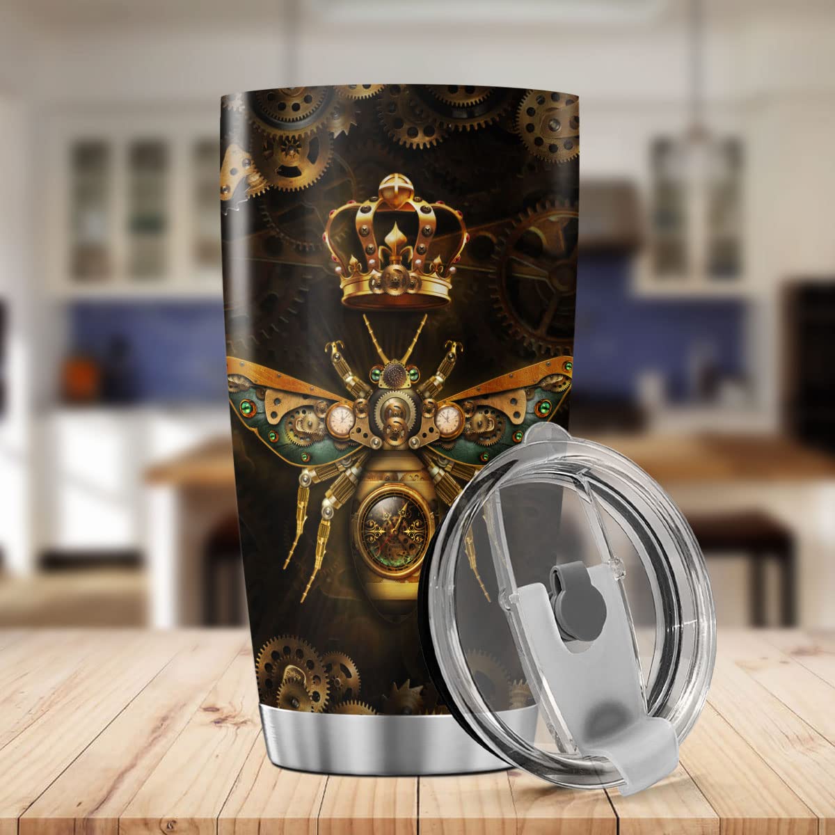 9Sunflower Queen Bee Coffee Tumbler Birthday Gifts For Girls Women Animal Lovers Mechanic Style Travel Mug With Lid Insulated Cu