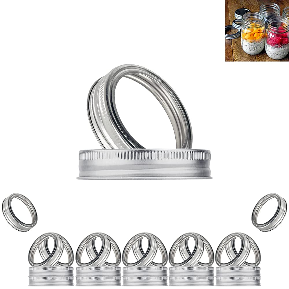 Tyesmer 20Pcs Rust Resistant Silver Mason Jar Replacement Rings,87Mm Wide Mouth Mason Jar Bands Silver Canning Jar Band For Maso