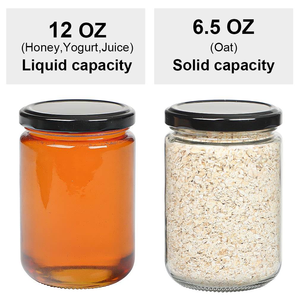 Ritayedet Glass Candle Jars With Lid, 12 Oz Wide Mouth Small Glass Jar, Canning Jars With Extra Black Stickers, Set Of 20, Dishw