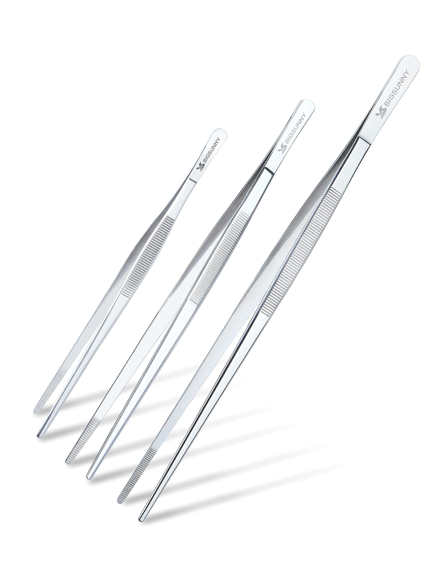 Set Of 3 Kitchen Tweezers Fine Tweezer Tongs, Msy Bigsunny Stainless Steel Food Tweezers, Precision Serrated Tips Food Tongs (8.