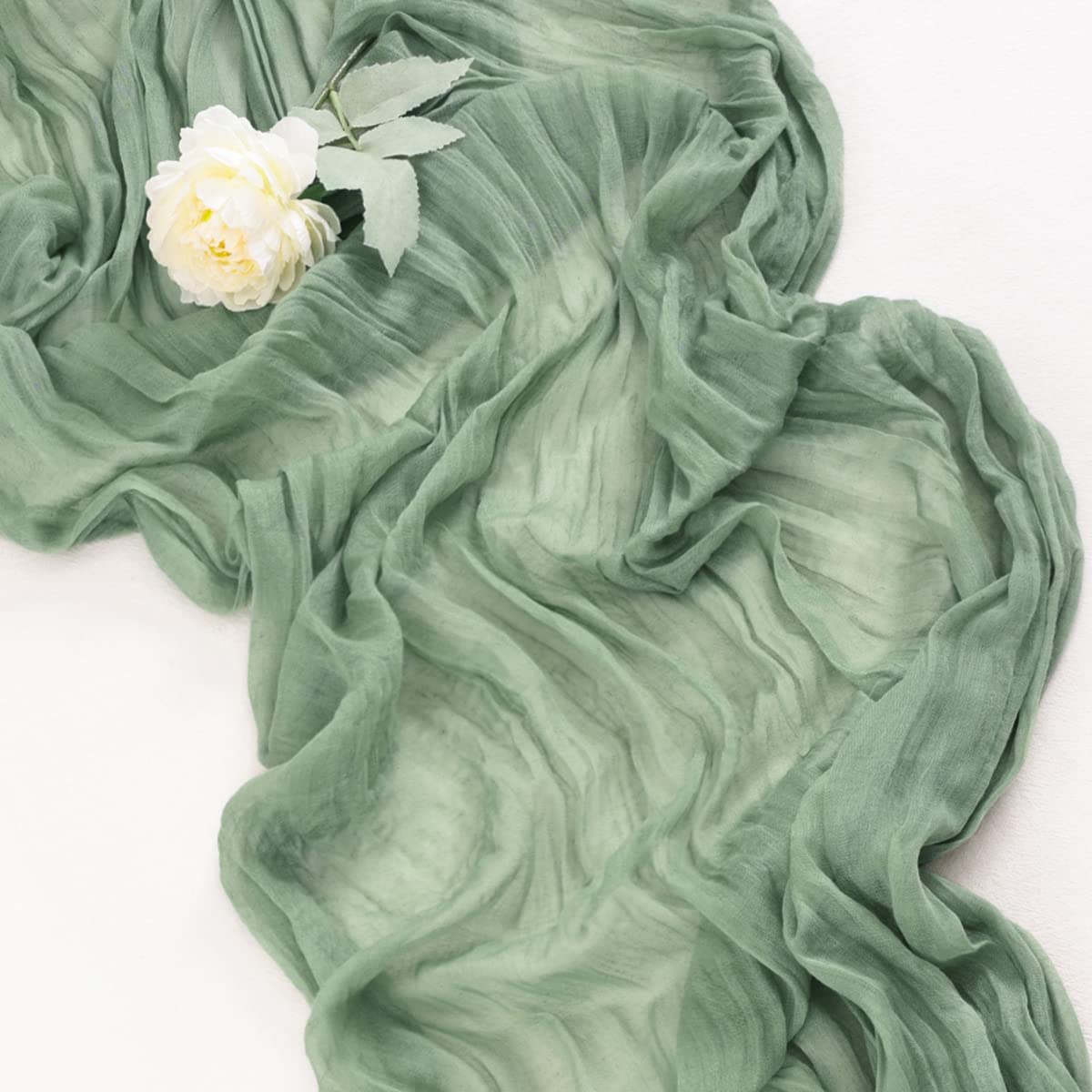 Socomi Cheesecloth Table Runner 14Ft Gauze Boho Rustic Sage Green Cheese Cloth Table Runner For Wedding Bridal Shower Thanksgivi