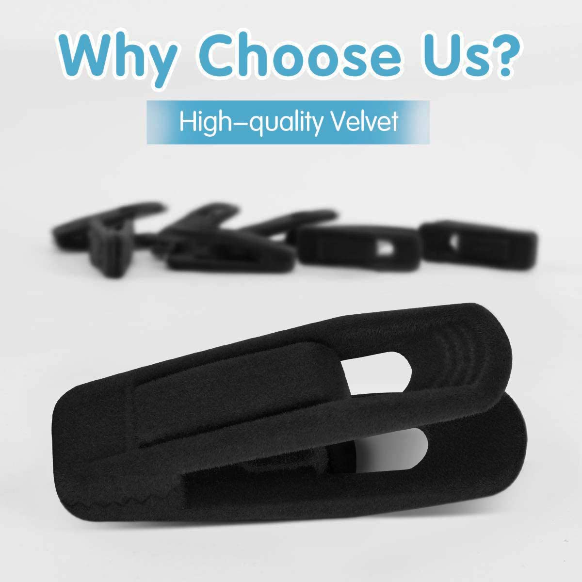 Tofiigrem Black Velvet Hangers Clips (50-Pack), Non-Slip Skirt Hanger Velvet Clips For Velvet Hangers, Strong Finger Clips Perfe