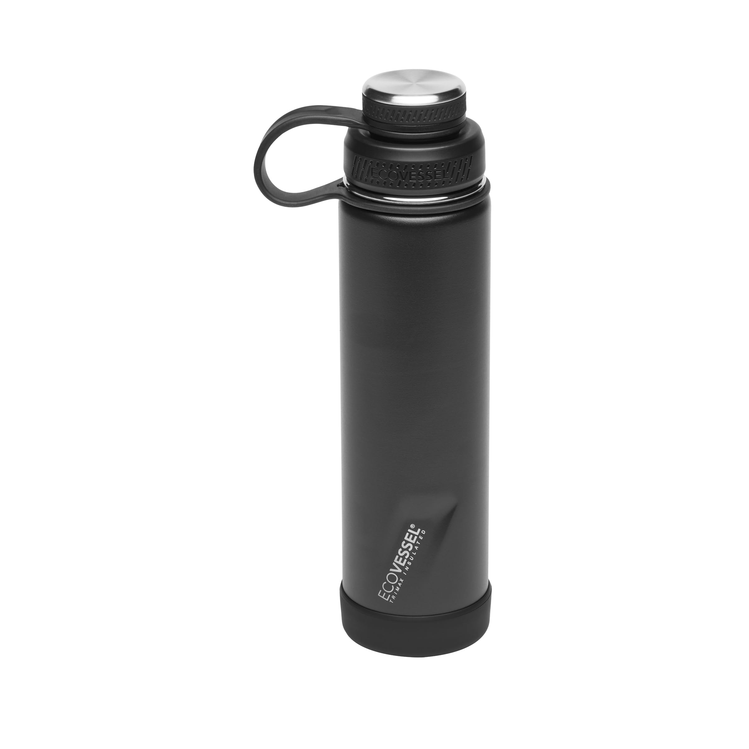 Ecovessel Boulder Trimax Insulated Stainless Steel Water Bottle With Reflecta Insulated Dual Lid, Strainer And Silicone Bottle B