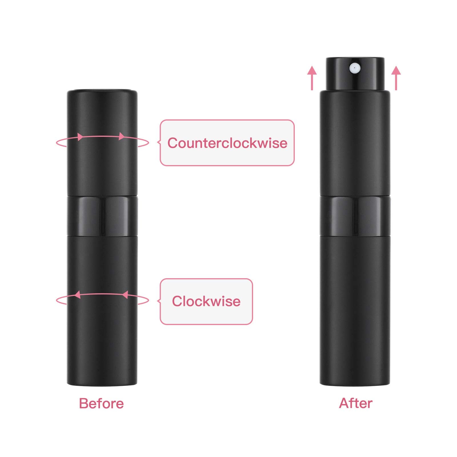 Tekson 5PCS 8ml Travel Perfume Atomizer Refillable  Mini Cologne Spray Bottle Empty  Small Aftershave Sprayer for Liquid Dispenser (Five Colors)